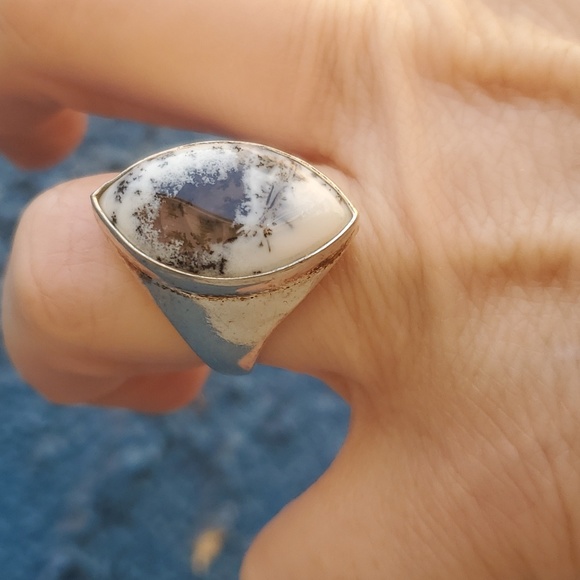 New Men's Dendritic Opal 925 Silver Ring. - Picture 5 of 10